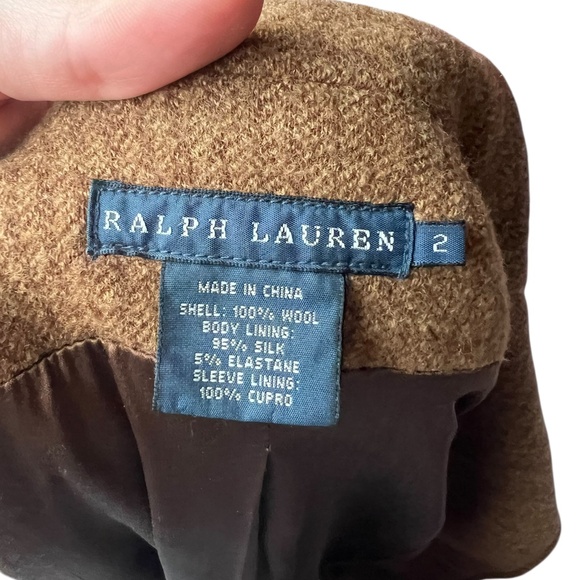 Ralph Lauren Wool Blazer Tan Camel (Size 2) Preppy Single-Breasted Jacket - Picture 4 of 7
